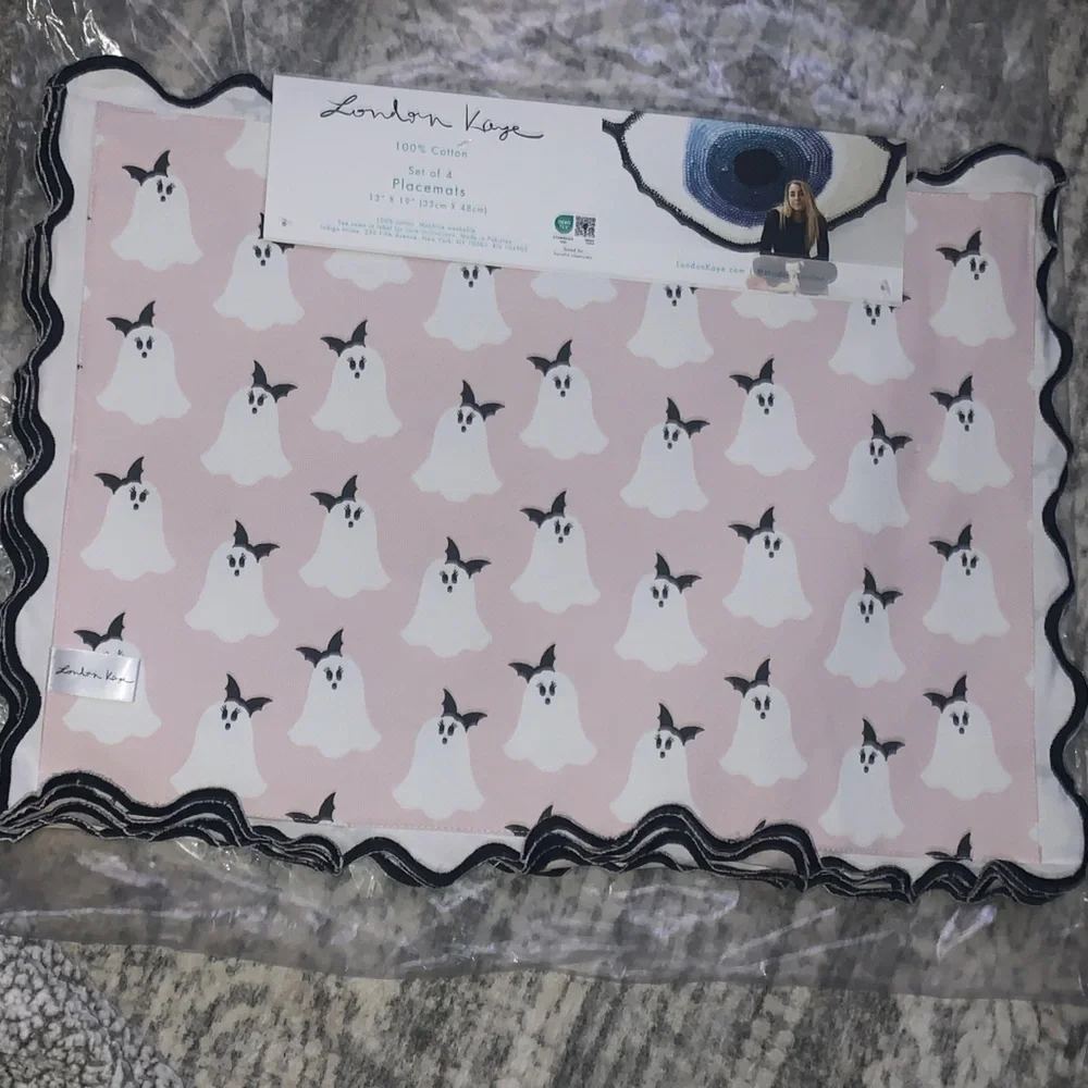 🆕-FABULOUS Pink 👻 Ghosts With Bows Placements (4)